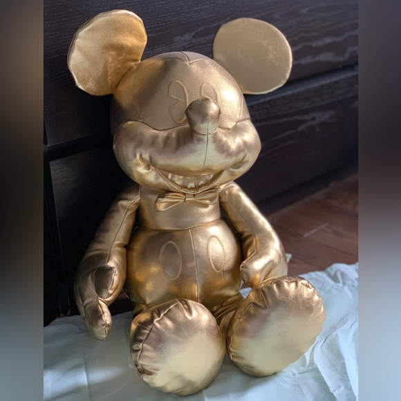 new Disney Mickey Mouse Gold Large Plush 90 Years - Picture 1 of 5